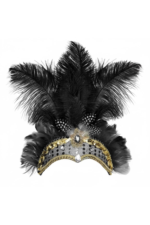 Colorful Feather Headband for Women and Girls Mardi Gras Fascinator Carnival Party Dress Up Clothing Accessories