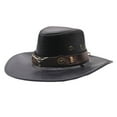 thumbnail image 1 of MEICHEN Cowboy Hat for Women, Vintage Western Cowboy Hat Head Belt Hats Outdoor Travel Wide Brim Faux Leather Sun Caps, Fall Winter Fashion Accessories, 1 of 3