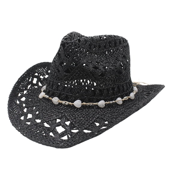 MEICHEN Cowboy Hat for Women Western Style Wide Brim Hollowed Out Sun Hats Trendy Breathable Casual Solid Color Caps