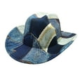 thumbnail image 1 of MEICHEN Cowboy Hat for Women and Men Western Wide Brim Cowboy Hat Costume Cosplay Cowgirl Hat Color Block Fedora Hat Blue, 1 of 8