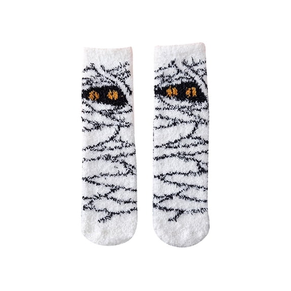 MEICHEN Cute Halloween Printed Crew Socks for Women Fall Fashion Fuzzy Socks Knitted Warm Cozy Socks
