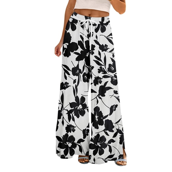 MEICHEN Dress Pants Women Petite High Waisted Wide Leg Summer Beach Vacation Women's Pants Casual Trousers