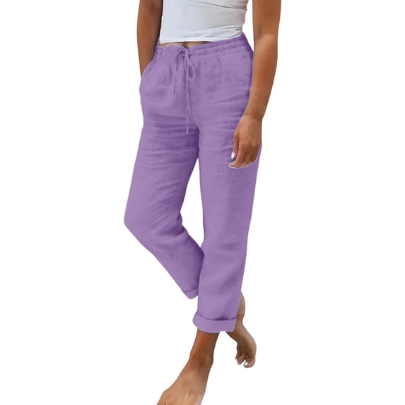 MEICHEN Essentials Summer Fashion Clothes for Women Cotton and Linen Embroidered Wide Leg Pants Spring Loose High Waist Straight Casual Pants for Women