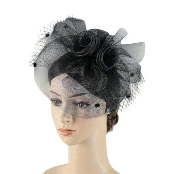 MEICHEN Fascinator Hat for Graceful Ladies Fashion Pillbox Hats for Women Flower Church Headband Clip Wedding Tea Hat Women's Accessories Black
