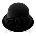 thumbnail image 1 of MEICHEN Fashion Solid Color Bowler Hat with Bowknot Mesh Ornament for Women Winter Elegant Retro Cloche Hat Women's Bucket Hat, 1 of 6