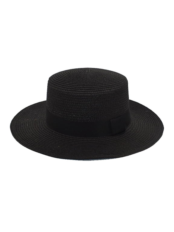 Fedora Hat for Women, Square Buckle Dome Panama Flat Top Straw Hat Summer Travel Sunshade Sun Hat Beach Wide Brim Hat, Fall Winter Fashion Accessories