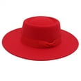 thumbnail image 1 of MEICHEN Fedora Hat for Delicate Ladies Fashion Flat Wide Brim Warm Hat Retro Style Panama Hat Women's Accessories Red, 1 of 3