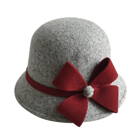 MEICHEN Fedora Hats for Women Graceful Winter Cloche Hat with Bow Knot Casual Fishing Basin Cap Fall Plain Small Bowler Hat