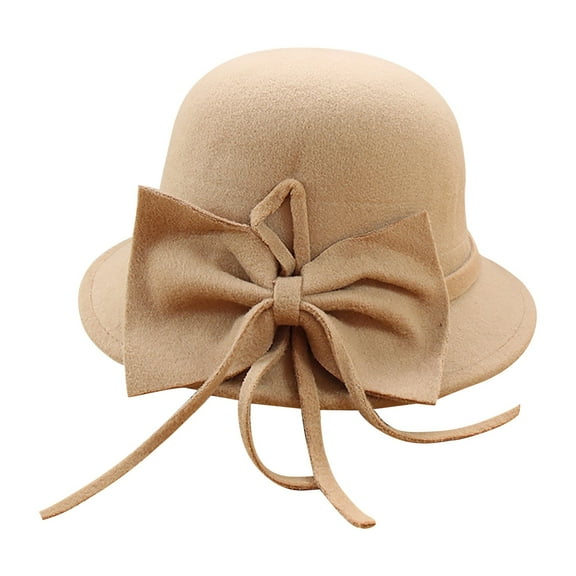 MEICHEN Fedora Hats for Women Graceful Winter Cloche Hat with Bow Knot Casual Fishing Basin Cap Fall Plain Small Bowler Hat