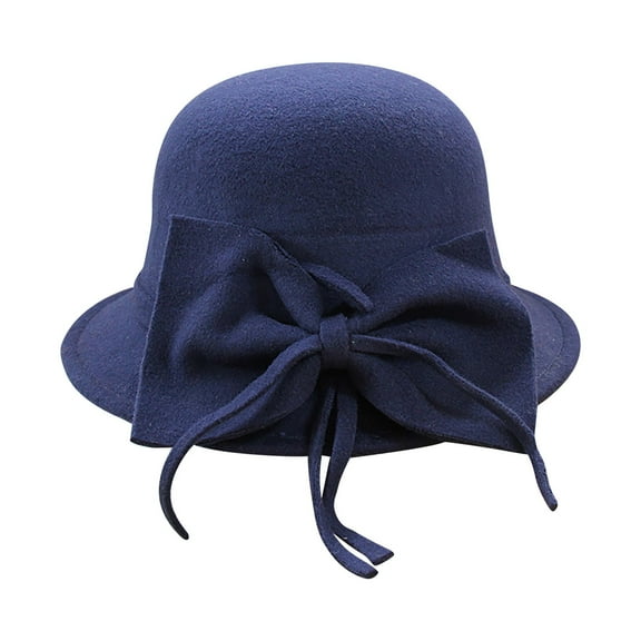 MEICHEN Fedora Hats for Women Graceful Winter Cloche Hat with Bow Knot Casual Fishing Basin Cap Fall Plain Small Bowler Hat