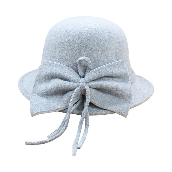 MEICHEN Fedora Hats for Women Graceful Winter Cloche Hat with Bow Knot Casual Fishing Basin Cap Fall Plain Small Bowler Hat