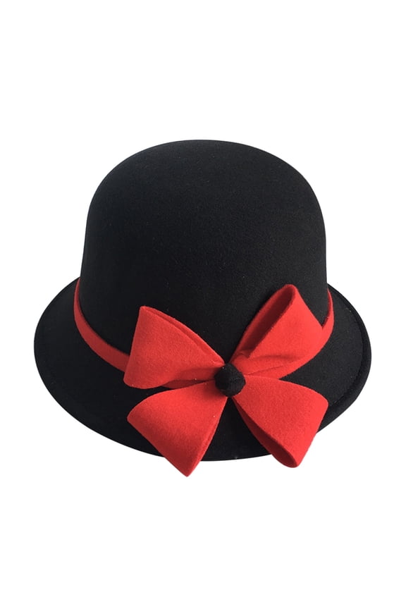 Fedora Hats for Women Graceful Winter Cloche Hat with Bow Knot Casual Fishing Basin Cap Fall Plain Small Bowler Hat