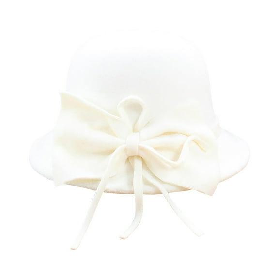 MEICHEN Fedora Hats for Women Graceful Winter Cloche Hat with Bow Knot Casual Fishing Basin Cap Fall Plain Small Bowler Hat