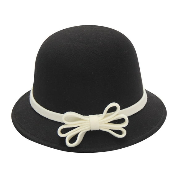 MEICHEN Fedora Hats for Women Graceful Winter Cloche Hat with Bow Knot Casual Fishing Basin Cap Fall Plain Small Bowler Hat