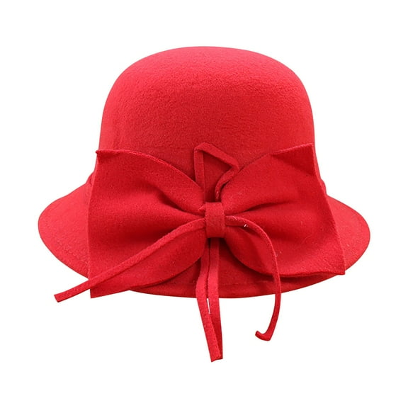 MEICHEN Fedora Hats for Women Graceful Winter Cloche Hat with Bow Knot Casual Fishing Basin Cap Fall Plain Small Bowler Hat