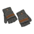 thumbnail image 1 of MEICHEN Fingerless Gloves for Girls and Boys, Korean Version Striped Half Finger Flip Gloves Plain Winter Warm Wool Gloves, Fall Winter Fashion Accessories, 1 of 3