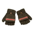 thumbnail image 1 of MEICHEN Fingerless Gloves for Girls and Boys, Korean Version Striped Half Finger Flip Gloves Plain Winter Warm Wool Gloves, Fall Winter Fashion Accessories, 1 of 3