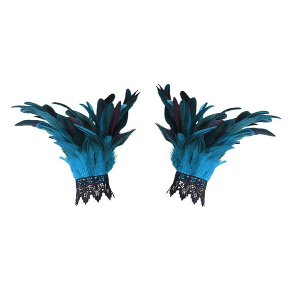 MEICHEN Fingerless Gloves for Women, Feather Decorative Gloves Carnival Party Masquerade Show Costume Accessories, Fall Winter Fashion Accessories