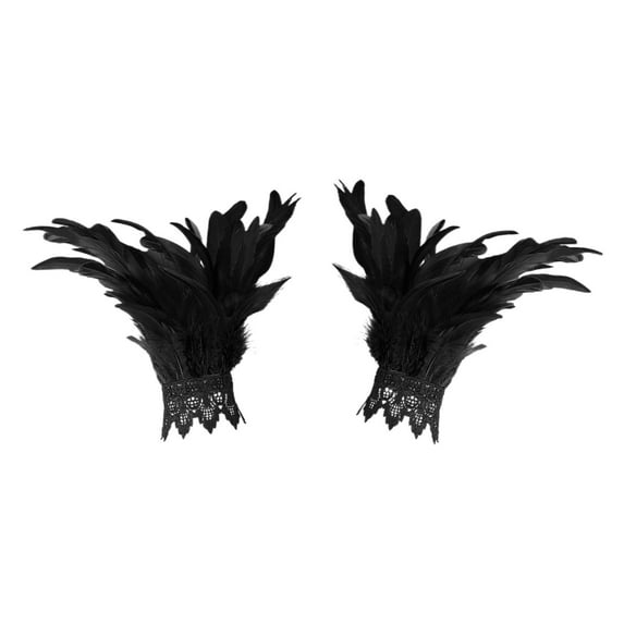 MEICHEN Fingerless Gloves for Women, Feather Decorative Gloves Carnival Party Masquerade Show Costume Accessories, Fall Winter Fashion Accessories