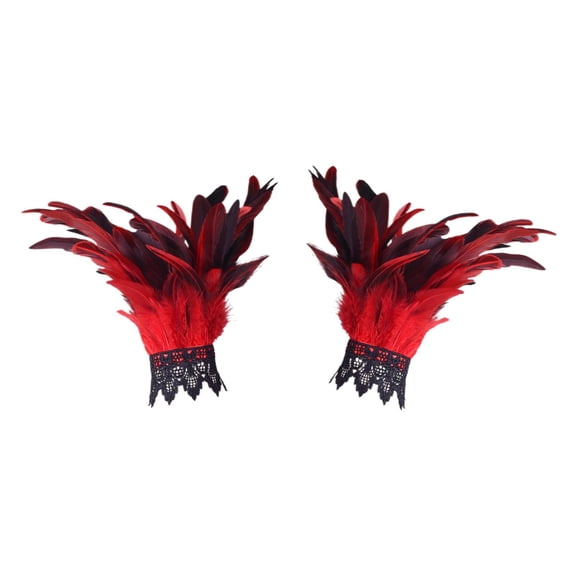 MEICHEN Fingerless Gloves for Women, Feather Decorative Gloves Carnival Party Masquerade Show Costume Accessories, Fall Winter Fashion Accessories