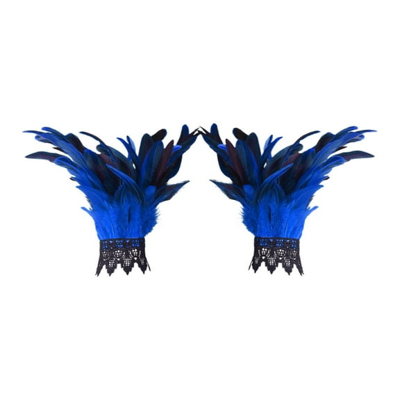 MEICHEN Fingerless Gloves for Women, Feather Decorative Gloves Carnival Party Masquerade Show Costume Accessories, Fall Winter Fashion Accessories