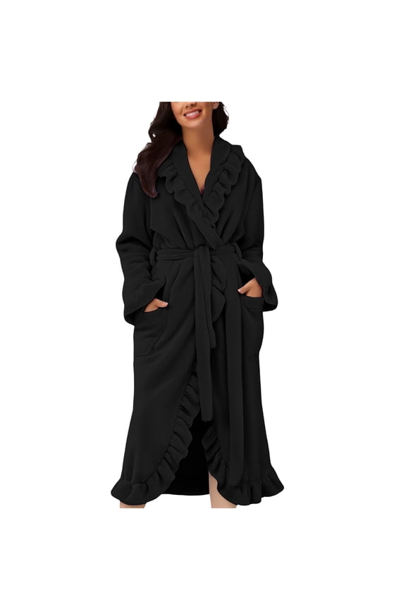 Flannel Robes for Women Women's Hooded Fleece Towelling Dressing Gown Women's Bathrobe Lightweight Sauna Gown House Coat Long Bathrobe Plush Womens Robes
