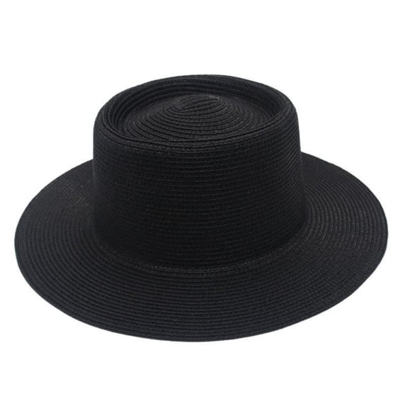 MEICHEN Flat Top Sun Hat for Women Fashion French Dome Hat Straw Fedora Hat Summer Wide Brim Beach Hat