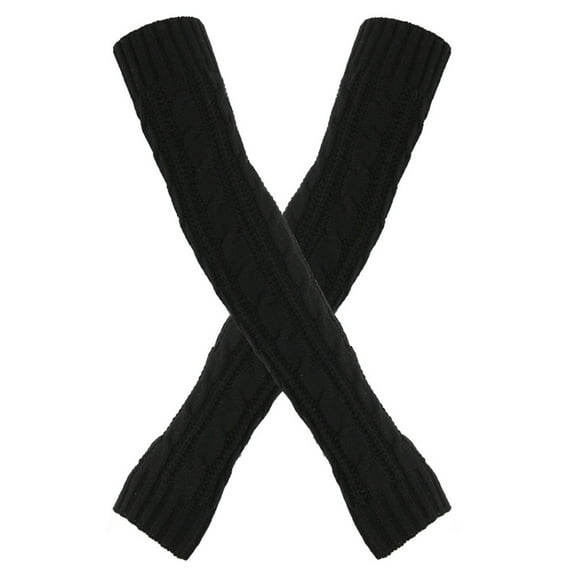 MEICHEN Gloves for Pretty Women Fashion Wool Thickened Warm Long Gloves 8 Character Sleeves Autumn and Winter Fingerless Sleeves Knitted Arm Sleeves Winter Accessories Black