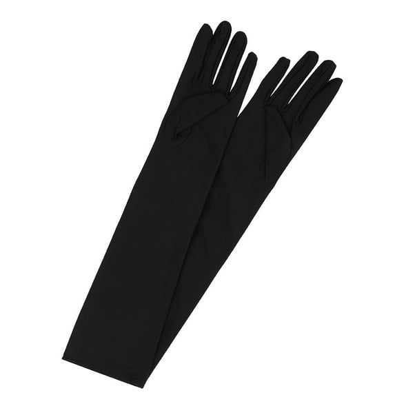 MEICHEN Gloves for Graceful Ladies Fashion Party Gloves Women Satin 22'' White Mittens Finger Long Black Gloves Winter Accessories Black