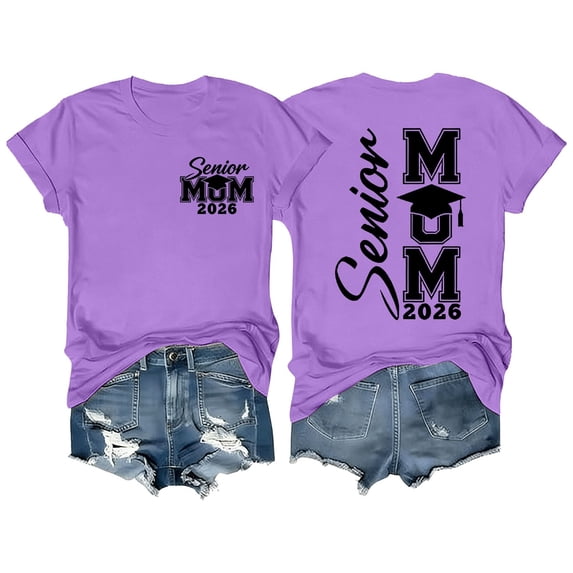 MEICHEN Graduation Gifts for Her: Crew Neck Senior Mom Shirts Class Of 2026 Graduate Short Sleeve Tshirt Funny Graphic Tees Tops Womens Spring Summer Tops