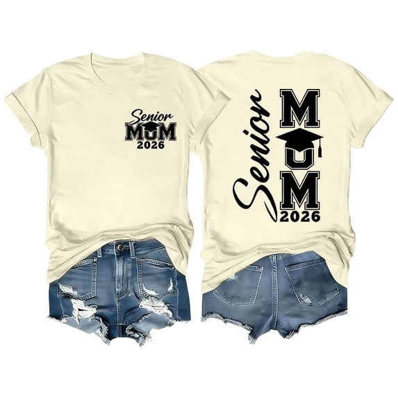 MEICHEN Graduation Gifts for Her: Crew Neck Senior Mom Shirts Class Of 2026 Graduate Short Sleeve Tshirt Funny Graphic Tees Tops Womens Spring Summer Tops