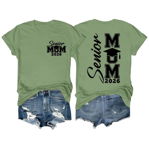 MEICHEN Graduation Gifts for Her: Crew Neck Senior Mom Shirts Class Of 2026 Graduate Short Sleeve Tshirt Funny Graphic Tees Tops Womens Spring Summer Tops
