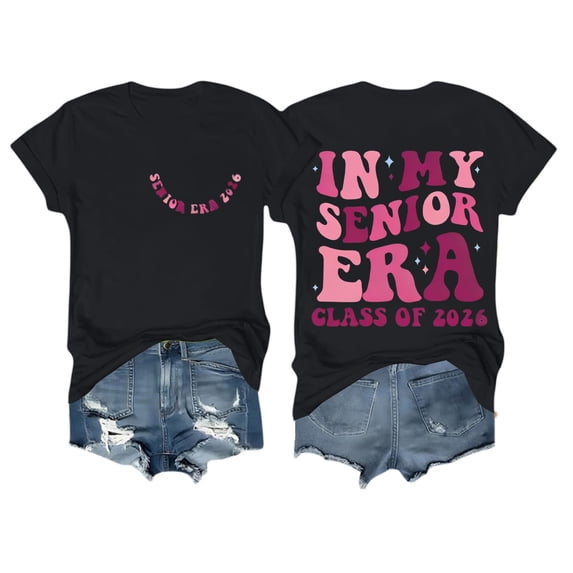 MEICHEN Graduation Gifts for Her: Senior 2026 Shirts Class Of 2026 In My Senior T Shirt Causal College Graduation Graphic Tees Womens Spring Summer Tops