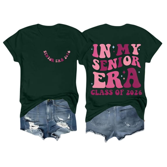 MEICHEN Graduation Gifts for Her: Senior 2026 Shirts Class Of 2026 In My Senior T Shirt Causal College Graduation Graphic Tees Womens Spring Summer Tops