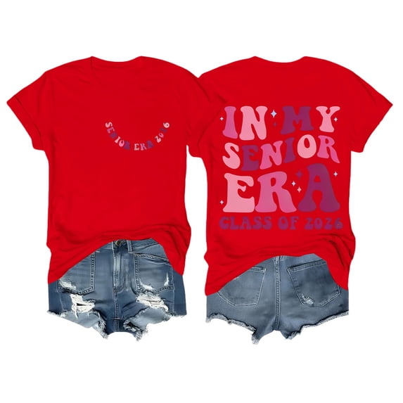 MEICHEN Graduation Gifts for Her: Senior 2026 Shirts Class Of 2026 In My Senior T Shirt Causal College Graduation Graphic Tees Womens Spring Summer Tops