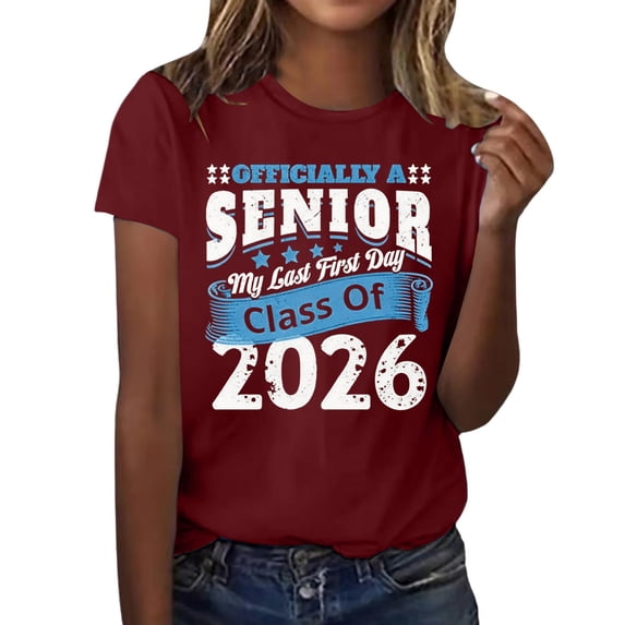MEICHEN Graduation Gifts for Her: A Senior My Last First Day Class 2026 Back School Adult Lightweight T Shirt Womens Spring Summer Tops