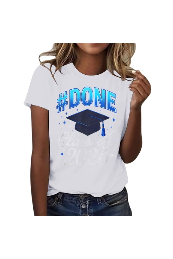 Graduation Gifts for Her: Class Of 2026 Senior 26 High School Graduation T Shirt Womens Spring Summer Tops