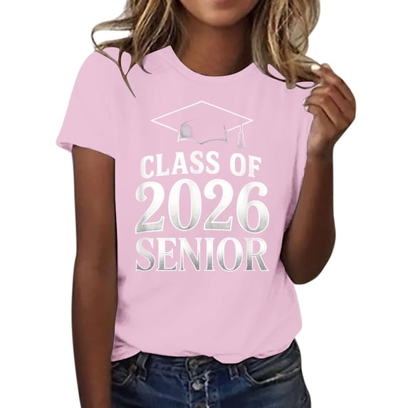 MEICHEN Graduation Gifts for Her: Class Of 2026 Senior 26 High School Graduation T Shirt Womens Spring Summer Tops