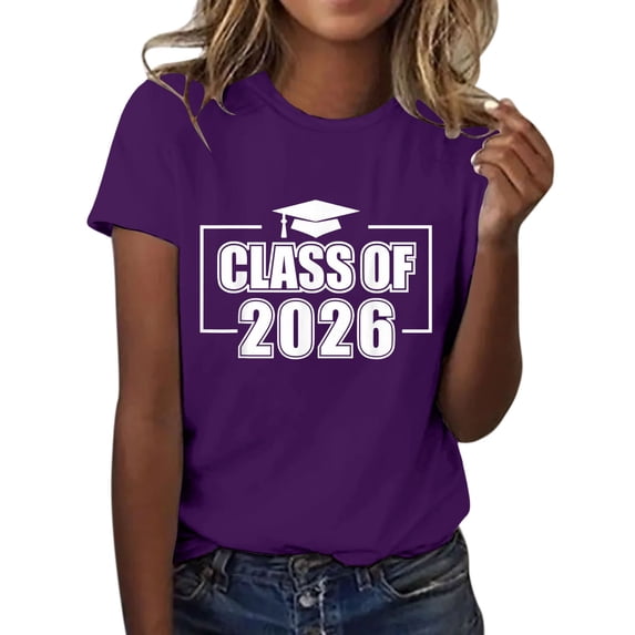 MEICHEN Graduation Gifts for Her: Class Of 2026 Senior 26 High School Graduation T Shirt Womens Spring Summer Tops