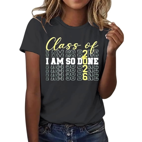 MEICHEN Graduation Gifts for Her: Class Of 2026 Senior 26 High School Graduation T Shirt Womens Spring Summer Tops