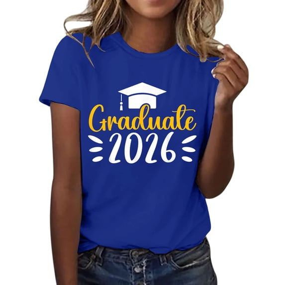 MEICHEN Graduation Gifts for Her: Class Of 2026 Senior 26 High School Graduation T Shirt Womens Spring Summer Tops