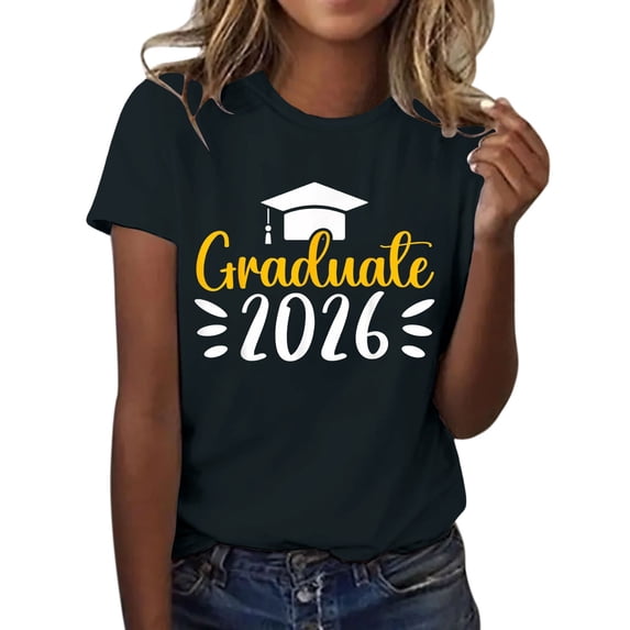 MEICHEN Graduation Gifts for Her: Class Of 2026 Senior 26 High School Graduation T Shirt Womens Spring Summer Tops