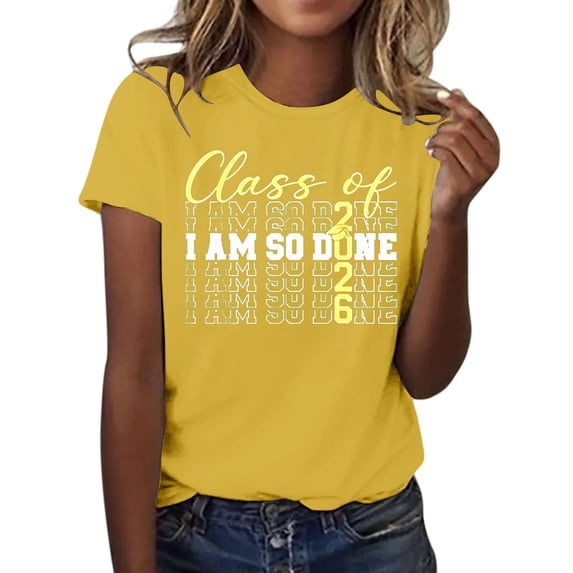 MEICHEN Graduation Gifts for Her: Class Of 2026 Senior 26 High School Graduation T Shirt Womens Spring Summer Tops