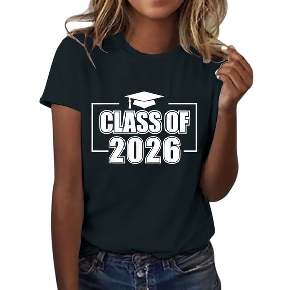 MEICHEN Graduation Gifts for Her: Class Of 2026 Senior 26 High School Graduation T Shirt Womens Spring Summer Tops