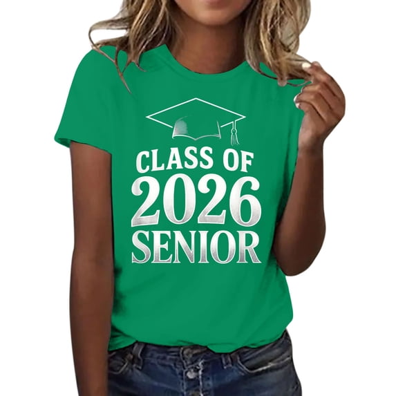 MEICHEN Graduation Gifts for Her: Class Of 2026 Senior 26 High School Graduation T Shirt Womens Spring Summer Tops