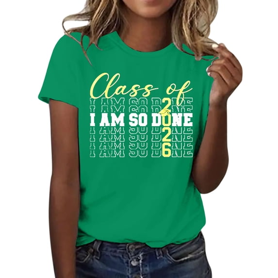 MEICHEN Graduation Gifts for Her: Class Of 2026 Senior 26 High School Graduation T Shirt Womens Spring Summer Tops