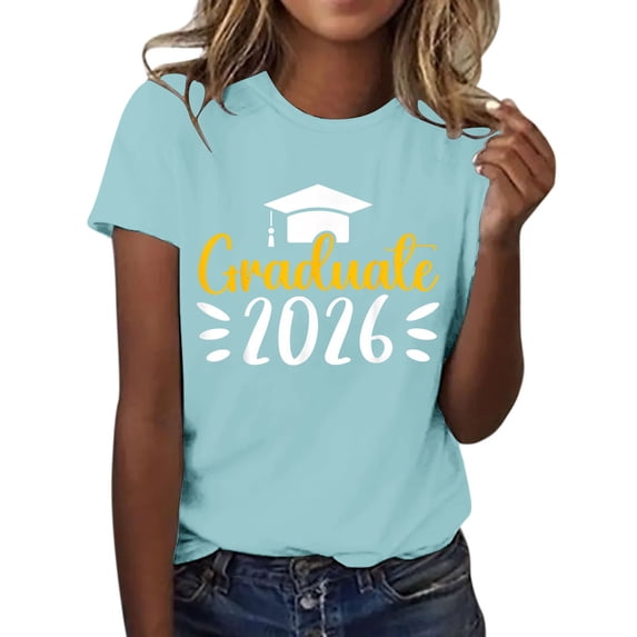 MEICHEN Graduation Gifts for Her: Class Of 2026 Senior 26 High School Graduation T Shirt Womens Spring Summer Tops
