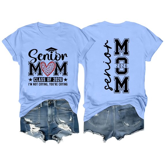 MEICHEN Graduation Gifts for Her: Senior Mom Short Sleeve Shirts Class Of 2026 Graduate Tshirt Funny Graphic Tees Tops Womens Spring Summer Tops