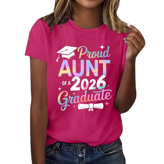 MEICHEN Graduation Gifts for Her: Women's Leisure Fashion Graduation Season Printed Short Sleeve Tshirts Womens Spring Summer Tops