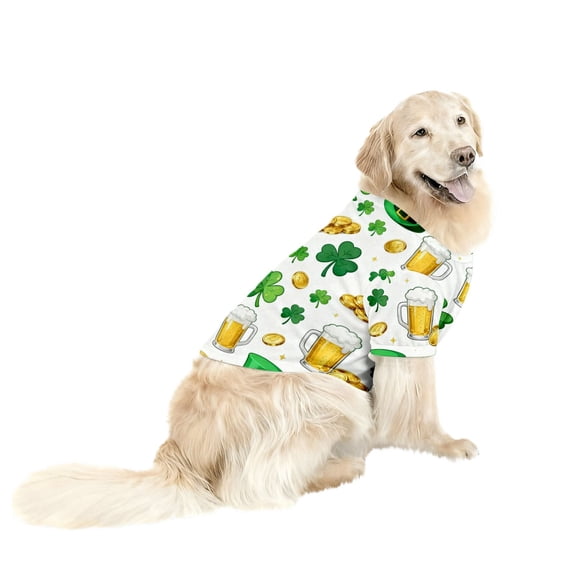 MEICHEN Green Shamrock Print Animal Suit for Dogs Trendy Cute St. Patrick's Day Pet Suit